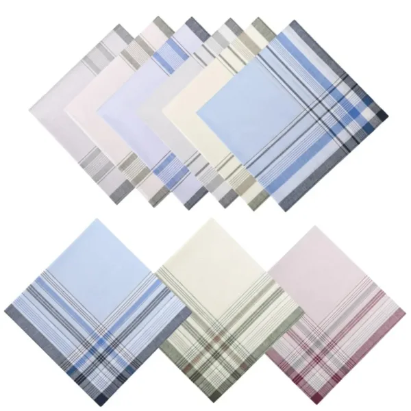 Retro Men's Handkerchiefs, 14.9" Cotton — Pack of 10-18, Assorted Colors