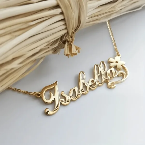 Custom Flower Name Necklace – Personalized Adjustable Pendant