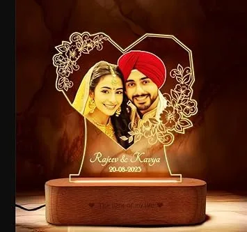 Personalized LED Photo Frame Lamp — Custom Anniversary Gift for Couples