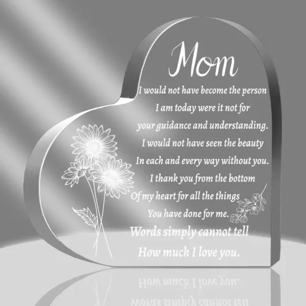 Heart-Shaped Acrylic Mom Gift – Home & Office Decor, Perfect for Mother’s Day & Birthday