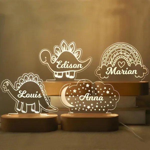 Personalized Baby Night Light with Name – Custom Acrylic Plaque Lamp