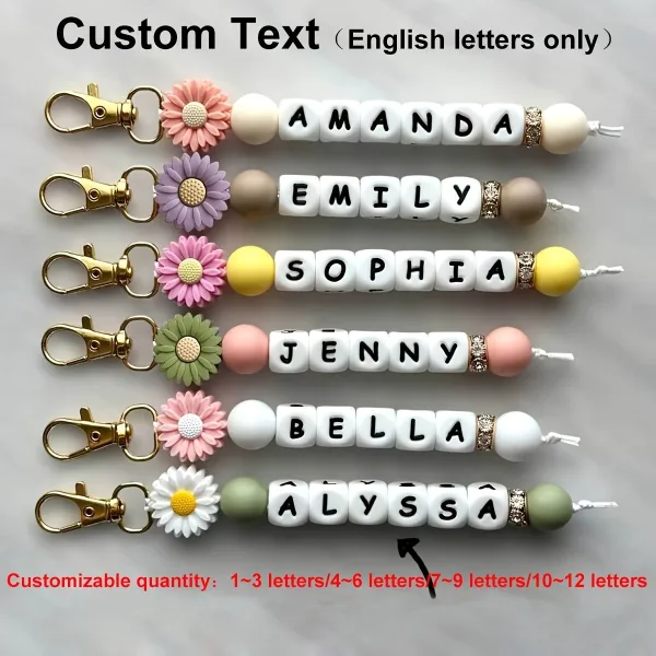 Customized Daisy Silicone Keychain – Personalized Name Buckle, Commemorative Gift