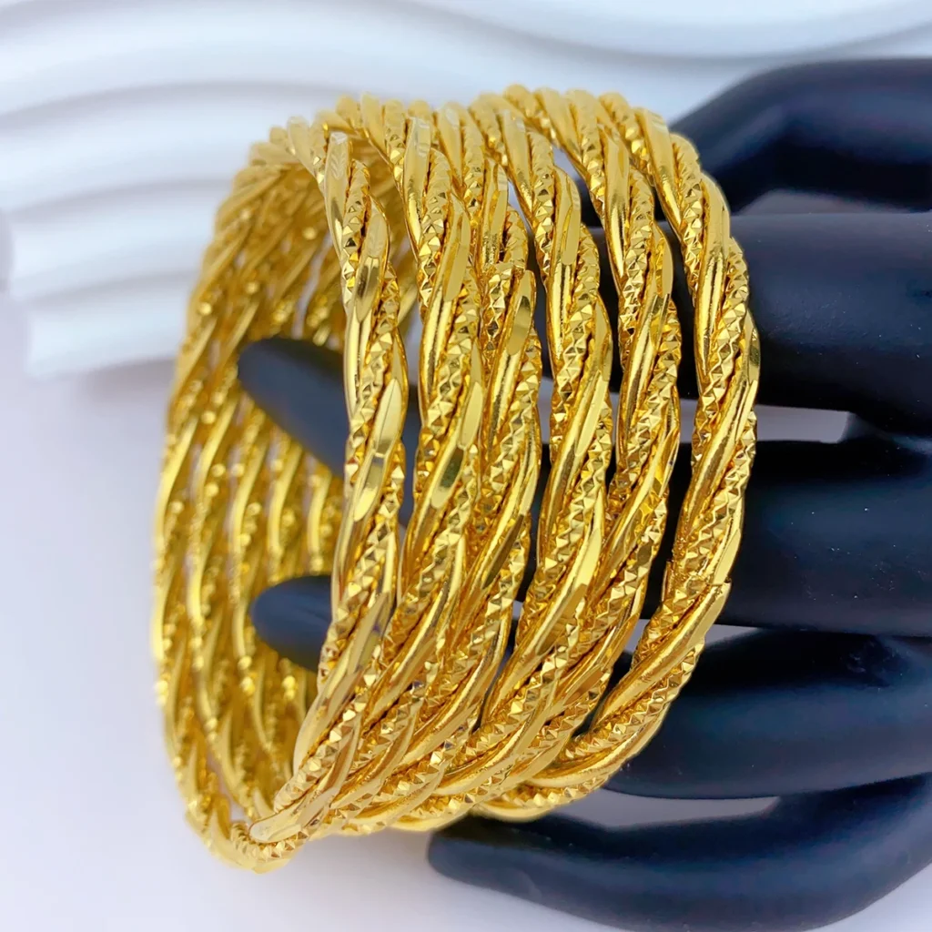 Luxury 24K Gold Bangle: African/Indian
  Designer Bracelet (62mm)