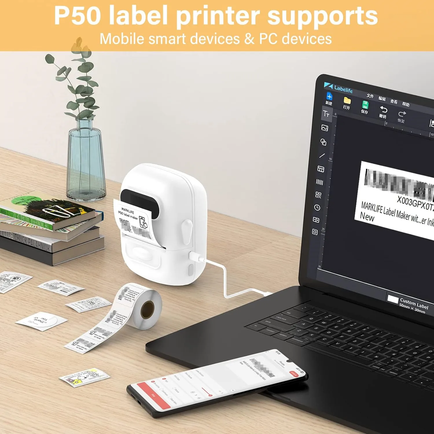 P50 Wireless Thermal Label Maker: Inkless Bluetooth Sticker Maker 4 P50 Wireless
  Thermal Label Maker: Inkless Bluetooth Sticker Maker - Image 4
