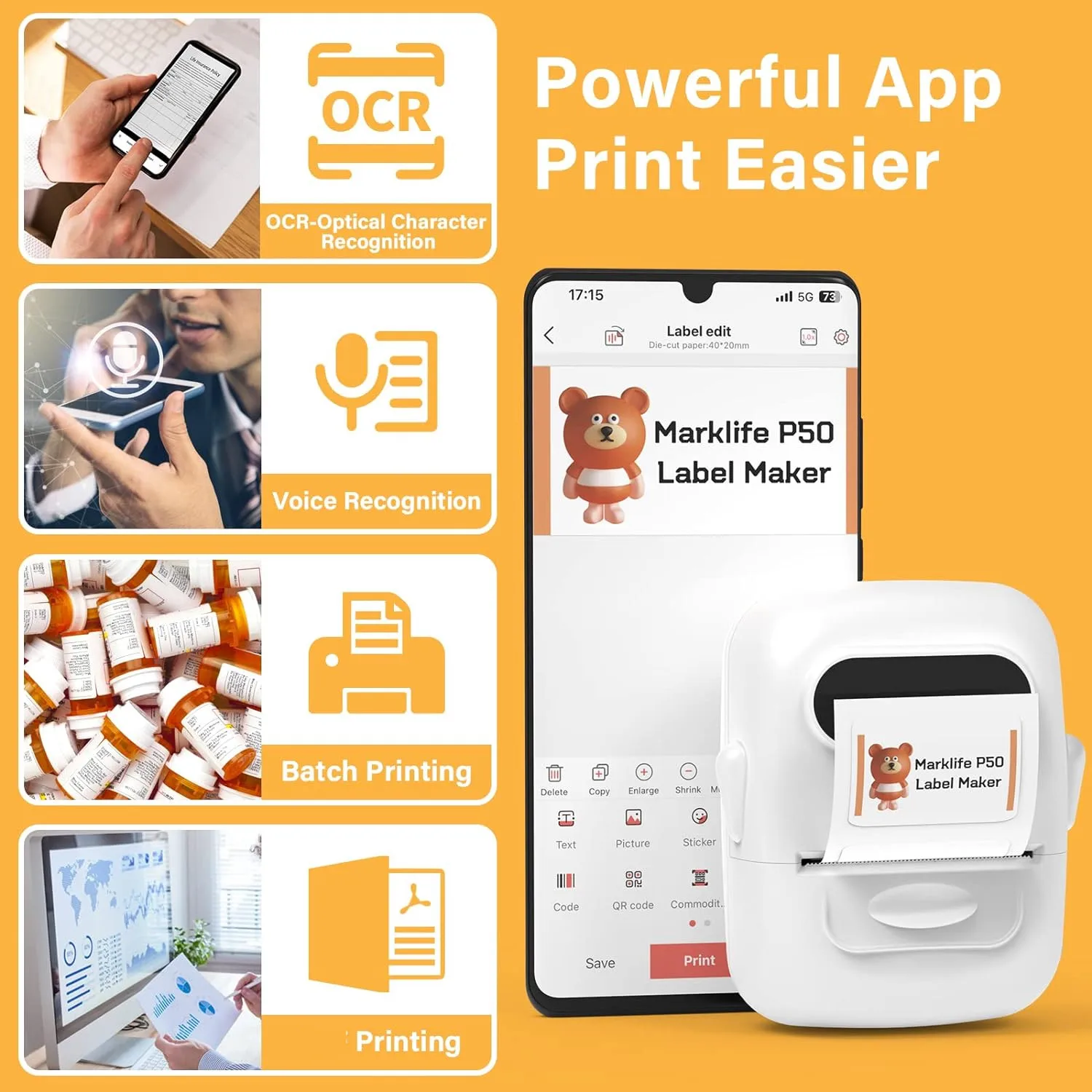 P50 Wireless Thermal Label Maker: Inkless Bluetooth Sticker Maker 5 P50 Wireless
  Thermal Label Maker: Inkless Bluetooth Sticker Maker - Image 5