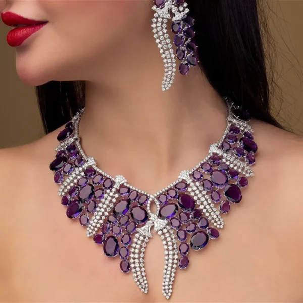 GODKI 4PCS Indian Jewelry Set: Zircon
  Crystal African Dubai Bridal Set
