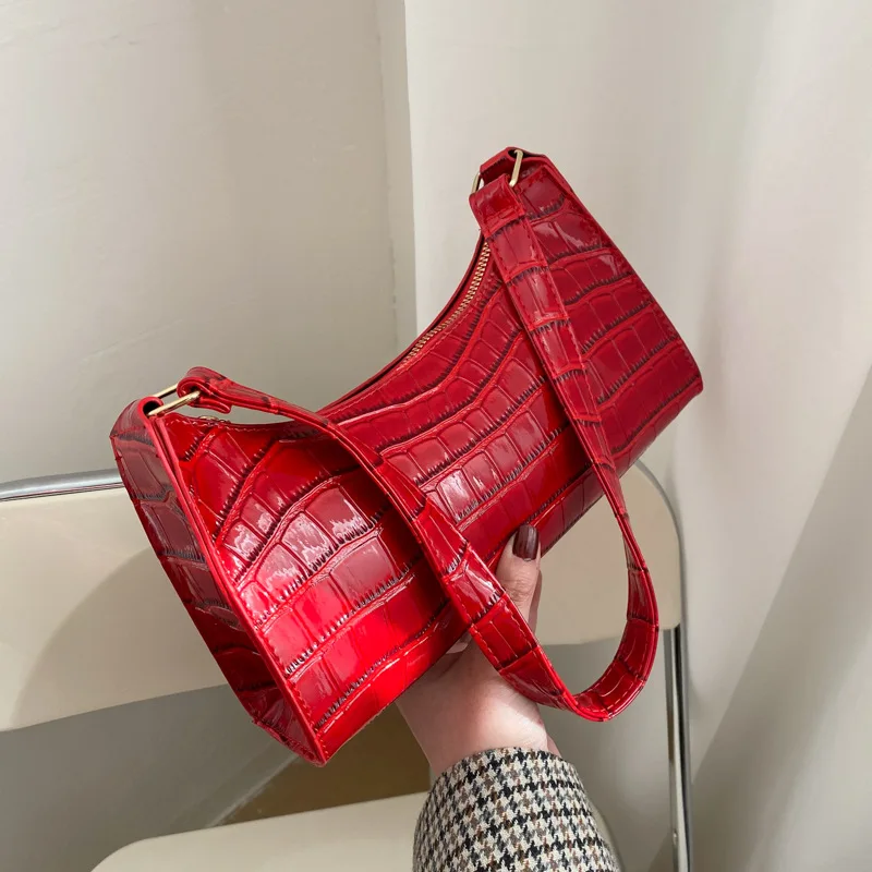PU Leather Alligator Pattern Bag: Small
  Armpit Messenger Underarm Purse