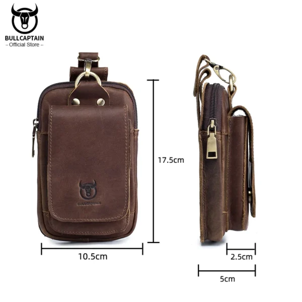 BULLCAPTAIN Leather Waist Pack: Small
  Pouch Hook Design for 6" Phone - Image 3