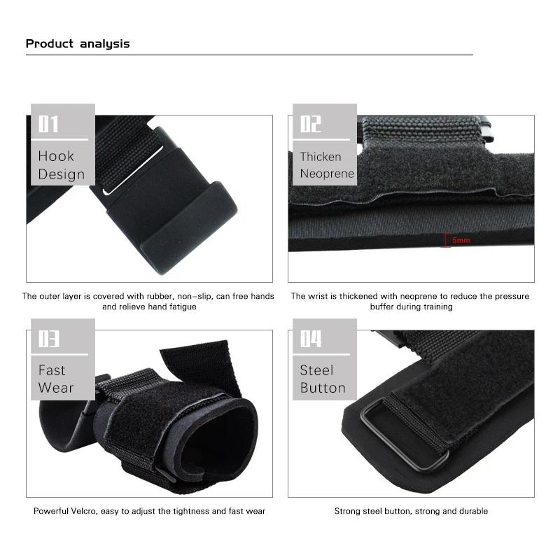 Weight Lifting Hook Grips w/ Wrist Wraps: Gym Fitness Pull-Ups Power Lifting 6 Weight
  Lifting Hook Grips w/ Wrist Wraps: Gym Fitness Pull-Ups Power Lifting - Image 6