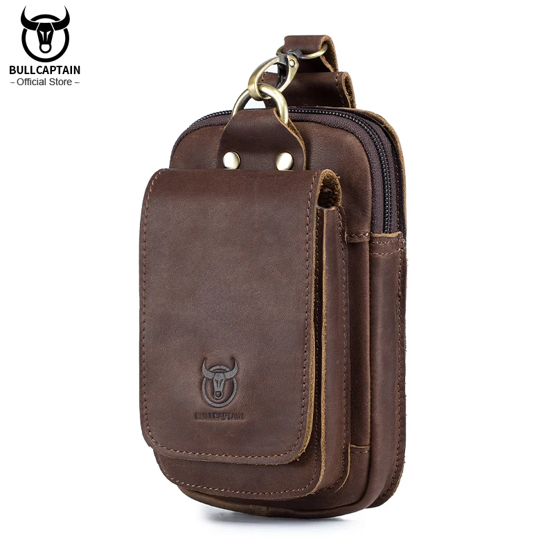 BULLCAPTAIN Leather Waist Pack: Small
  Pouch Hook Design for 6" Phone