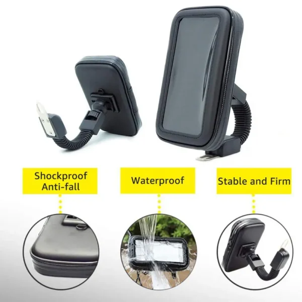 Motorcycle Phone Holder: Waterproof Rear
  View Mirror Mount for Motorbike - Image 3