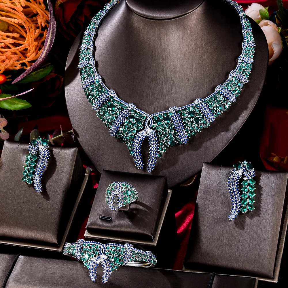 GODKI 4PCS Indian Jewelry Set: Zircon Crystal African Dubai Bridal Set 4 GODKI 4PCS Indian Jewelry Set: Zircon
  Crystal African Dubai Bridal Set - Image 4