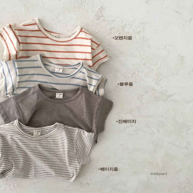 Baby Boy
  Stripe Shirt: Summer Casual Short Bat Sleeve Cotton Tops