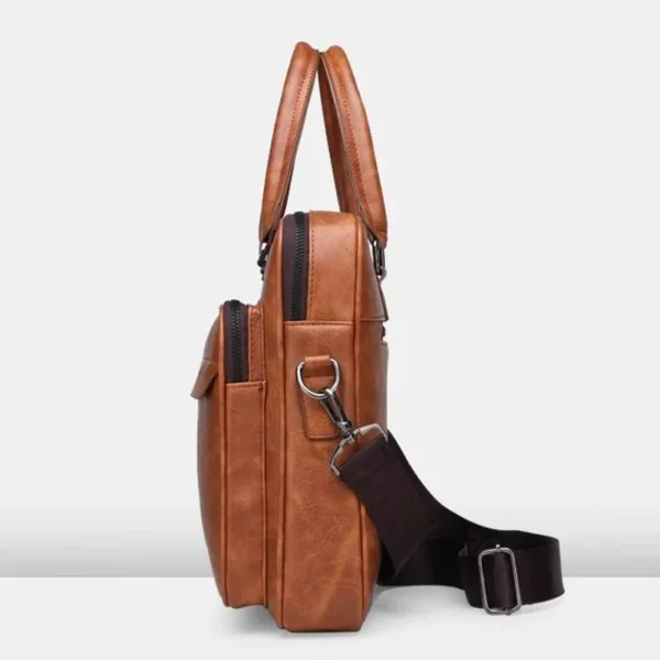 Men's PU Leather Briefcase: Large
  Capacity, Waterproof Crossbody Laptop Bag - Image 3