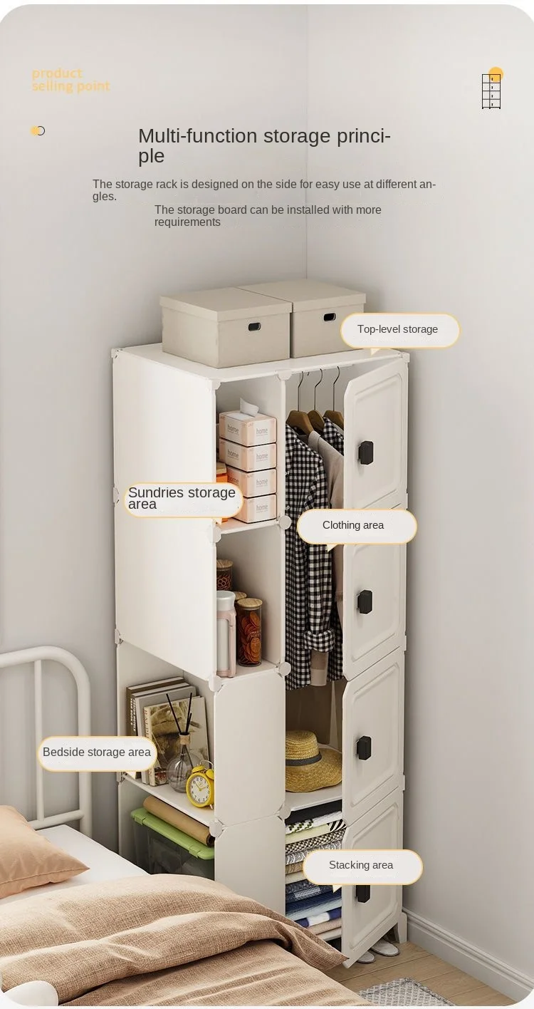 Folding Storage Cabinet: Multilayer Single Door Collapsible Dustproof Wardrobe 4 Folding Storage Cabinet: Multilayer
  Single Door Collapsible Dustproof Wardrobe - Image 4