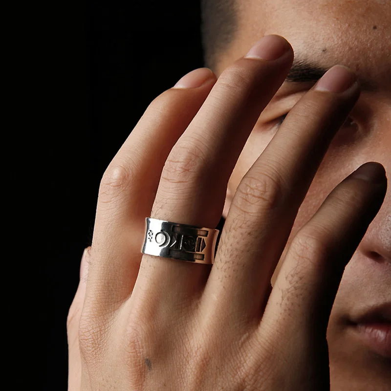 Retro Mongolian Ring: Silver Punk Gothic Open Ring, Unisex Lovers Gift 4 Retro Mongolian Ring: Silver Punk Gothic
  Open Ring, Unisex Lovers Gift - Image 4