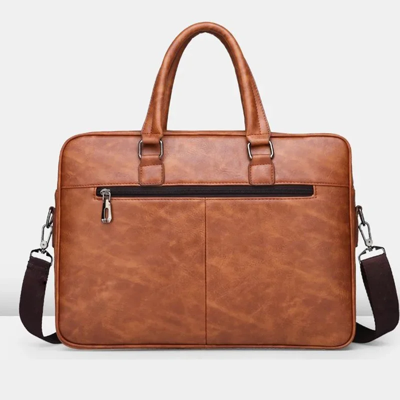 Men's PU Leather Briefcase: Large
  Capacity, Waterproof Crossbody Laptop Bag