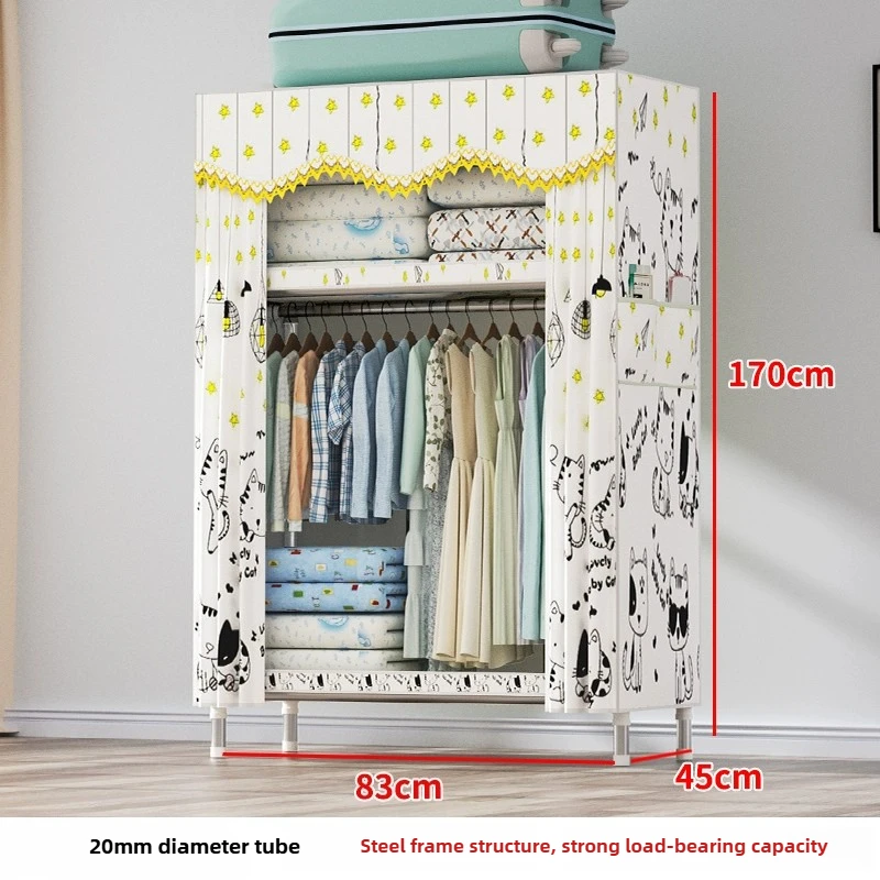 Reinforced Steel Wardrobe: Waterproof Double-Door Fabric Storage Organizer 6 Reinforced Steel Wardrobe: Waterproof
  Double-Door Fabric Storage Organizer - Image 6