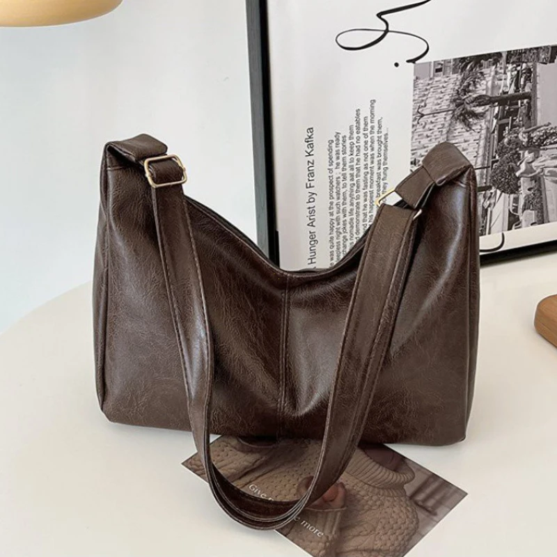 PU Leather Women's Commuter Tote Bag:
  Vintage Maillard Stylish Crossbody