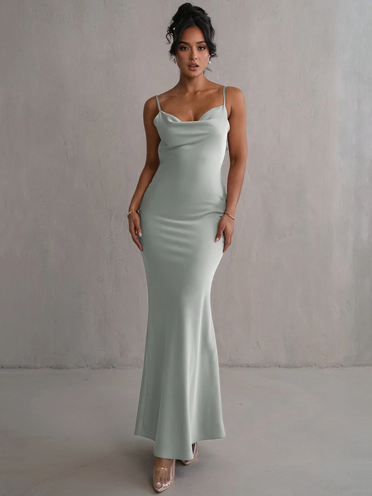 Mozision Floral Draped Maxi Dress: Backless Spaghetti Strap Bodycon Party 2 Mozision Floral Draped Maxi Dress:
  Backless Spaghetti Strap Bodycon Party - Image 2