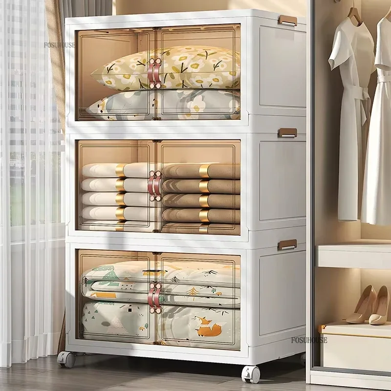 Multi-Layer Folding Wardrobe: Large
  Capacity Closet Organizer w/ Wheel