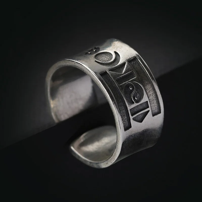 Retro Mongolian Ring: Silver Punk Gothic Open Ring, Unisex Lovers Gift 5 Retro Mongolian Ring: Silver Punk Gothic
  Open Ring, Unisex Lovers Gift - Image 5