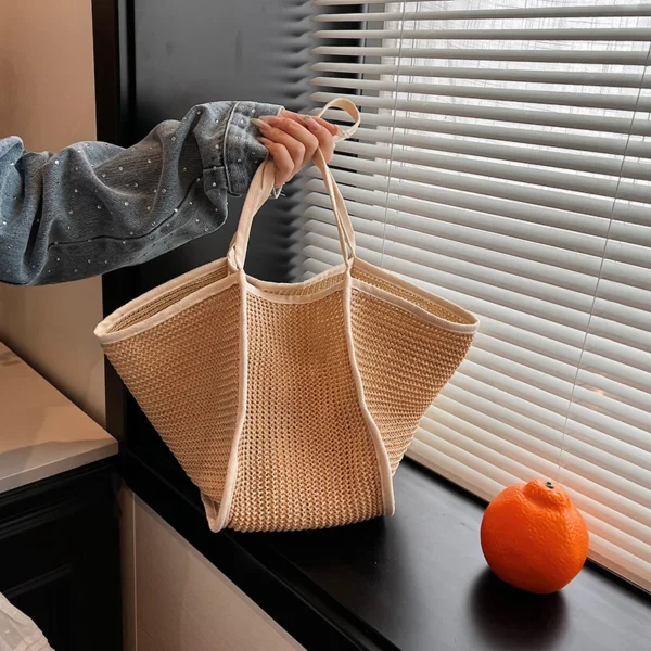 Straw Woven Shoulder Bag: Large Capacity
  Braided Designer Beach Tote - Image 3