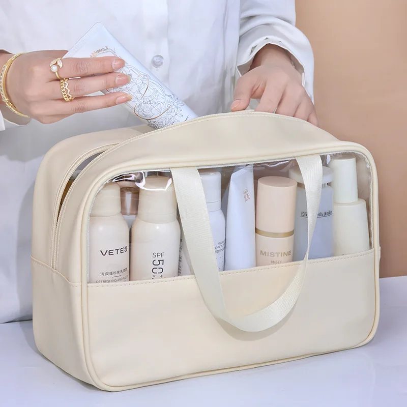 Portable Transparent Makeup Bag: Large
  Capacity Waterproof Travel Wash Case