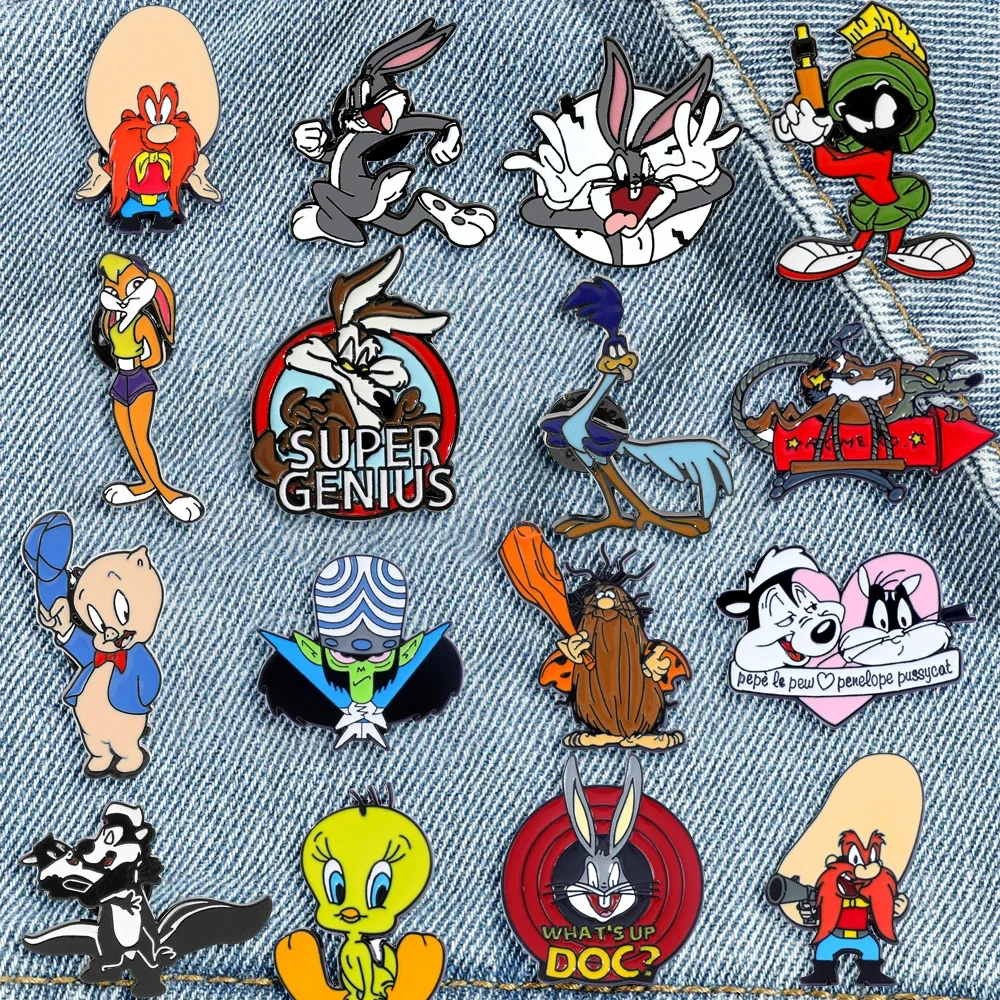 16 Pcs BugsBunny Anime Brooch: Cute
  Rabbit Enamel Pin Metal Badge Gift