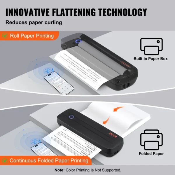 VEVOR
  Portable Bluetooth Inkless Mobile Thermal Printer for A4/A5 Documents - Image 4