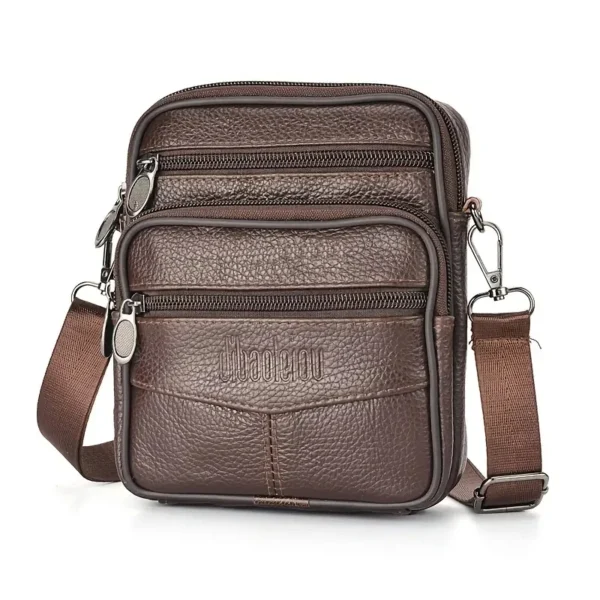Men's Genuine Leather Crossbody Bag:
  Vertical Multifunctional Messenger