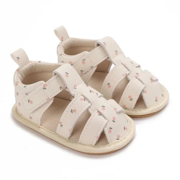Infant Girl
  Shoes: PU Leather Floral Rubber Sole Anti-Slip Crib Walkers