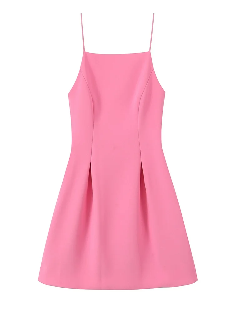 TFMLN Pink Spaghetti Strap Mini Dress: Slim A-Line Party Fashion 3 TFMLN Pink Spaghetti Strap Mini Dress:
  Slim A-Line Party Fashion - Image 3