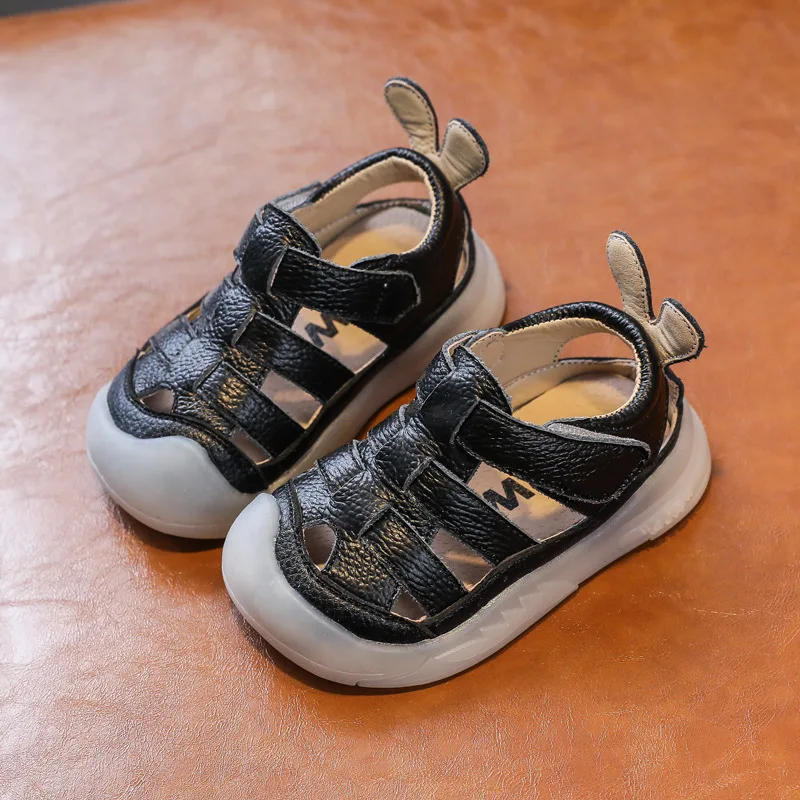 Baby Girls
  Boys Sandals: Genuine Leather Soft-Soled School Beach Shoes