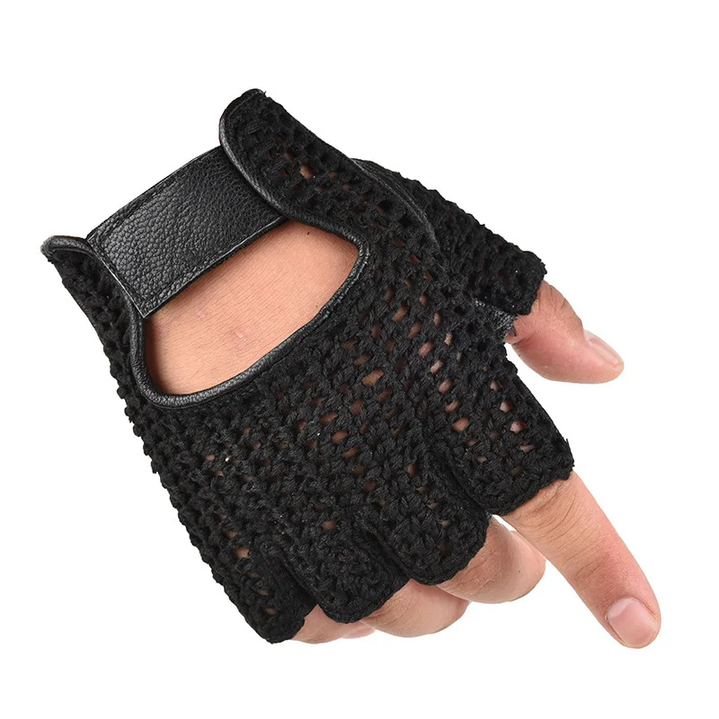 Sheepskin
  Leather Mesh Gym Gloves: Non-slip Tactical Sports Training