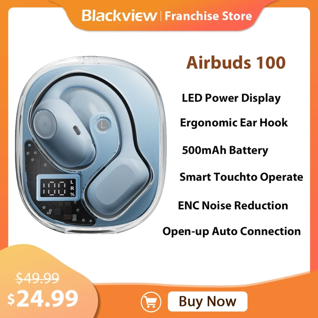Blackview Airbuds 100: IP68 Waterproof
  Wireless Headset, LED Power Display