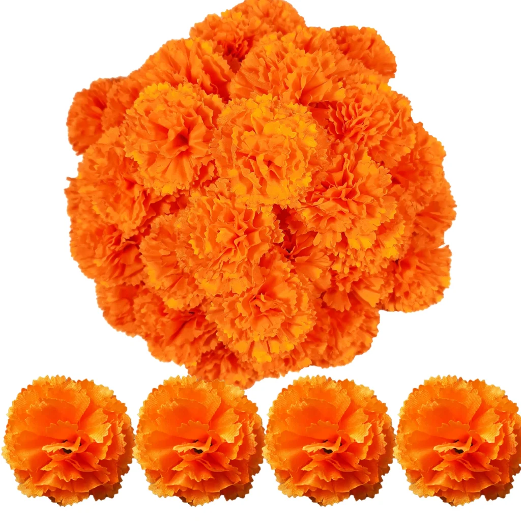 Marigold Flower Heads Bulk: Indian
  Pooja, Diwali Decor, DIY Wreath Craft