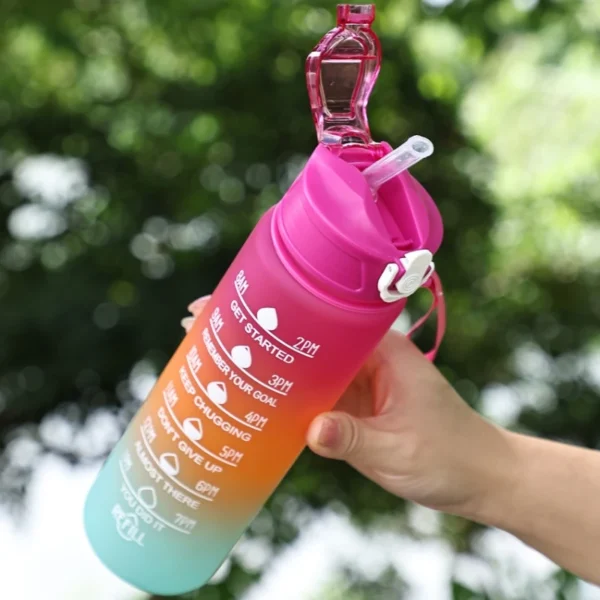 800ML Large
  Capacity Sports Water Bottle: Leak Proof Plastic Cup with Scale - Image 3