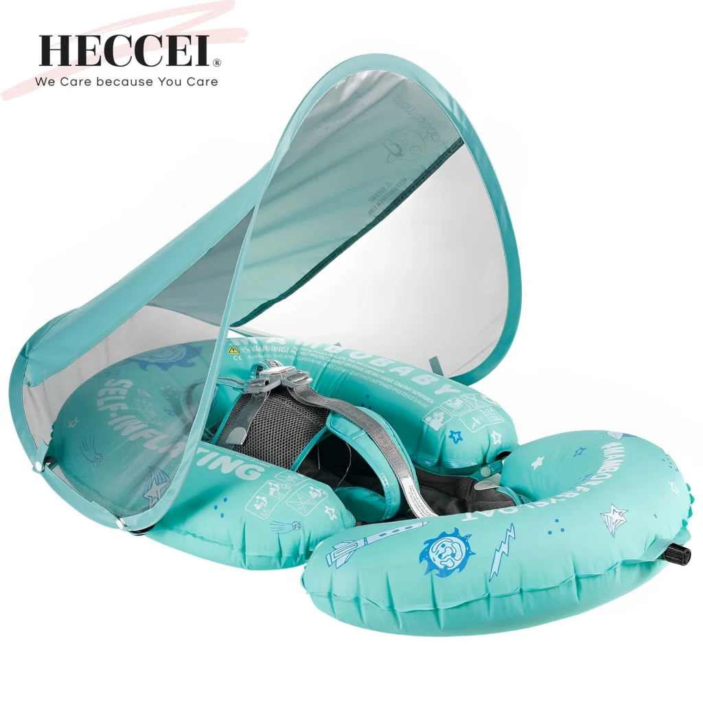 HECCEI
  Mambobaby Self-Inflating Float: Folding Pool Trainer w/ Canopy