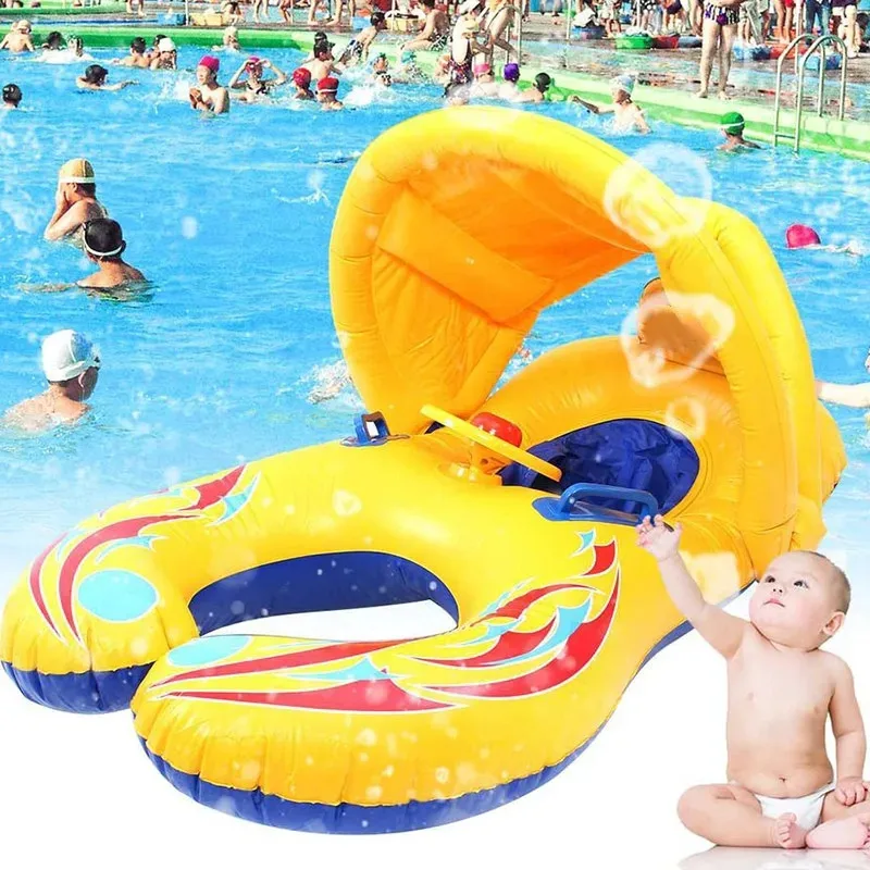 Portable
  Children Swim Circle: Safety Swimming Inflatable Toys w/ Sun Shade