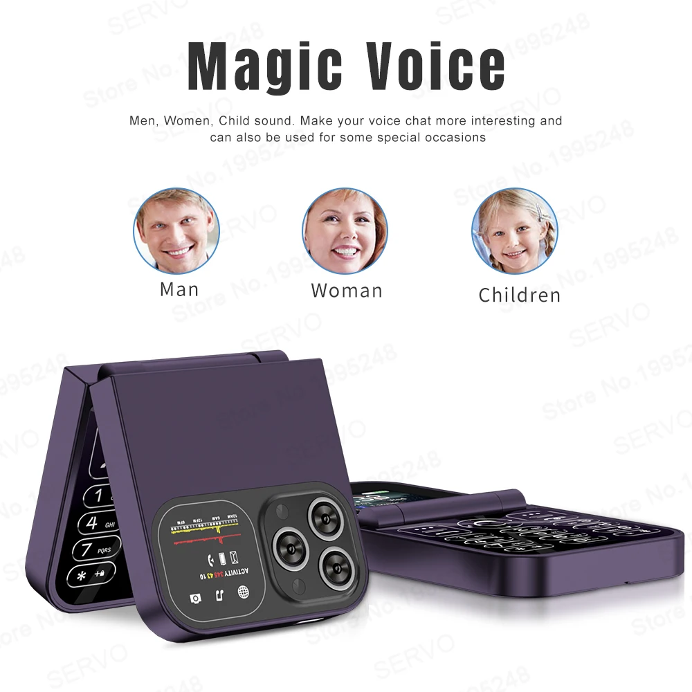 SERVO F15 Mini Flip Phone: Dual SIM, Magic Voice, Call Recording, 2G GSM 2 SERVO F15
  Mini Flip Phone: Dual SIM, Magic Voice, Call Recording, 2G GSM - Image 2