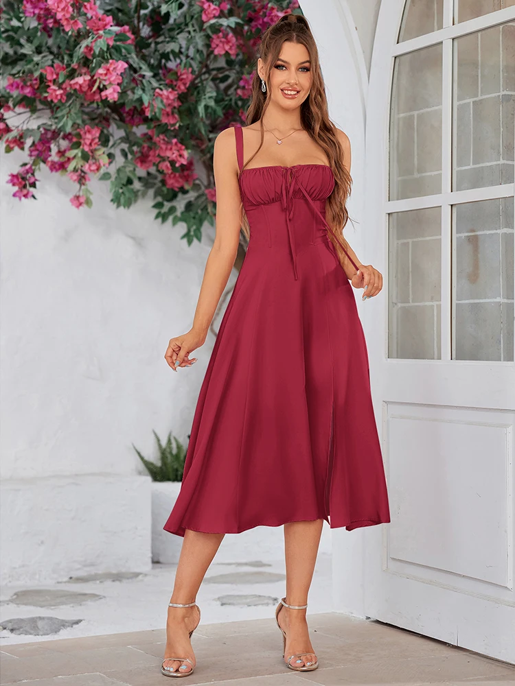 NewAsia Solid Sleeveless Long Dress: Bandage Camisole Padded Elegant Vestidos 5 NewAsia Solid Sleeveless Long Dress: Bandage Camisole Padded
  Elegant Vestidos - Image 5