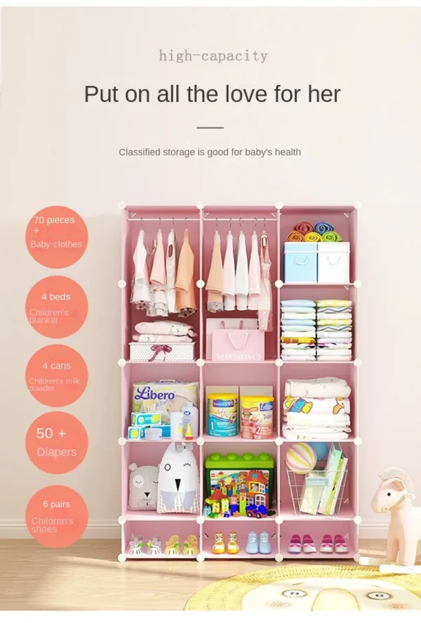 Modern Children's Wardrobe: Folding
  Plastic Collapsible Storage Box Closet - Image 5