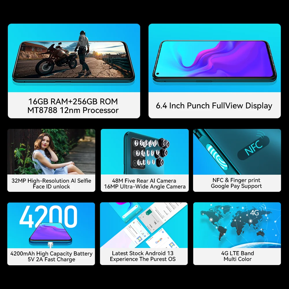 Cubot X30P
  Smartphone: 48MP Five Camera, 16GB/256GB, 6.4" FHD+ Screen