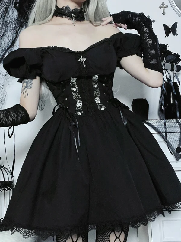 AltGoth Vintage Gothic Dress: Lace Up
  Corset, Harajuku Streetwear Lolita - Image 4