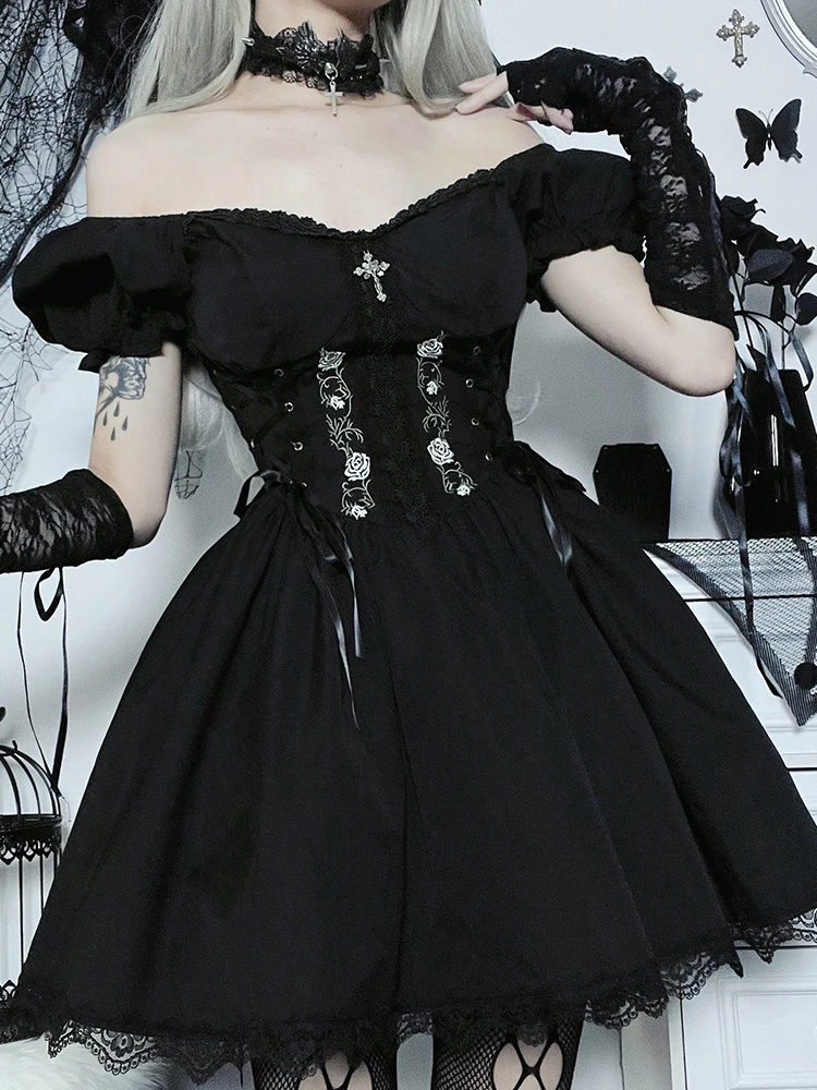 AltGoth Vintage Gothic Dress: Lace Up Corset, Harajuku Streetwear Lolita 4 AltGoth Vintage Gothic Dress: Lace Up
  Corset, Harajuku Streetwear Lolita - Image 4