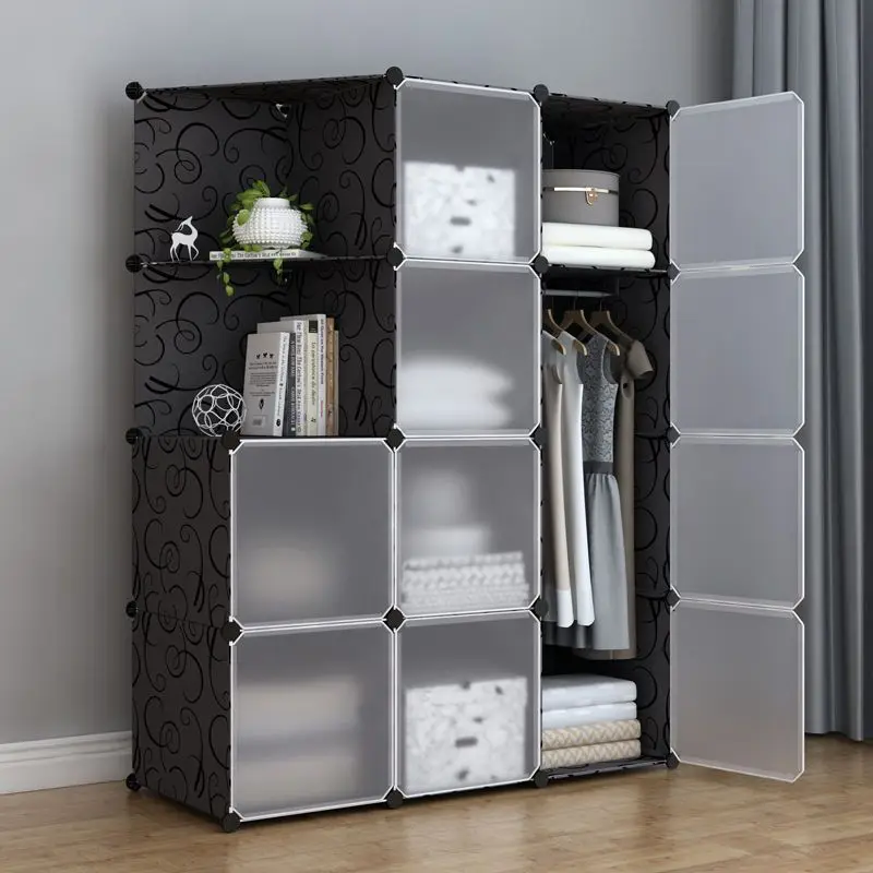 Multifunction Folding Wardrobe: Plastic
  Storage Cabinet & Cloth Partition Rack