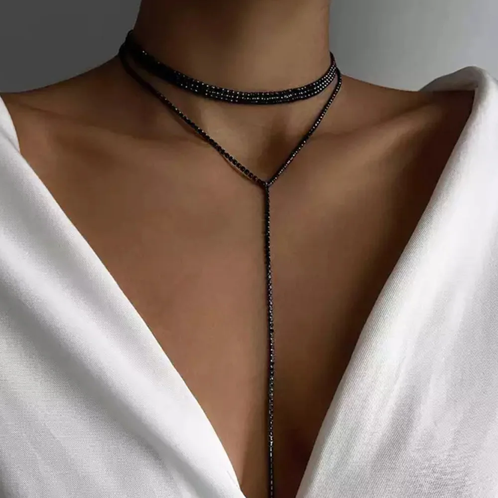 XSBODY Multi-Row Tassel Necklace: Boho Long Rhinestone Choker Jewelry 4 XSBODY Multi-Row Tassel Necklace: Boho
  Long Rhinestone Choker Jewelry - Image 4
