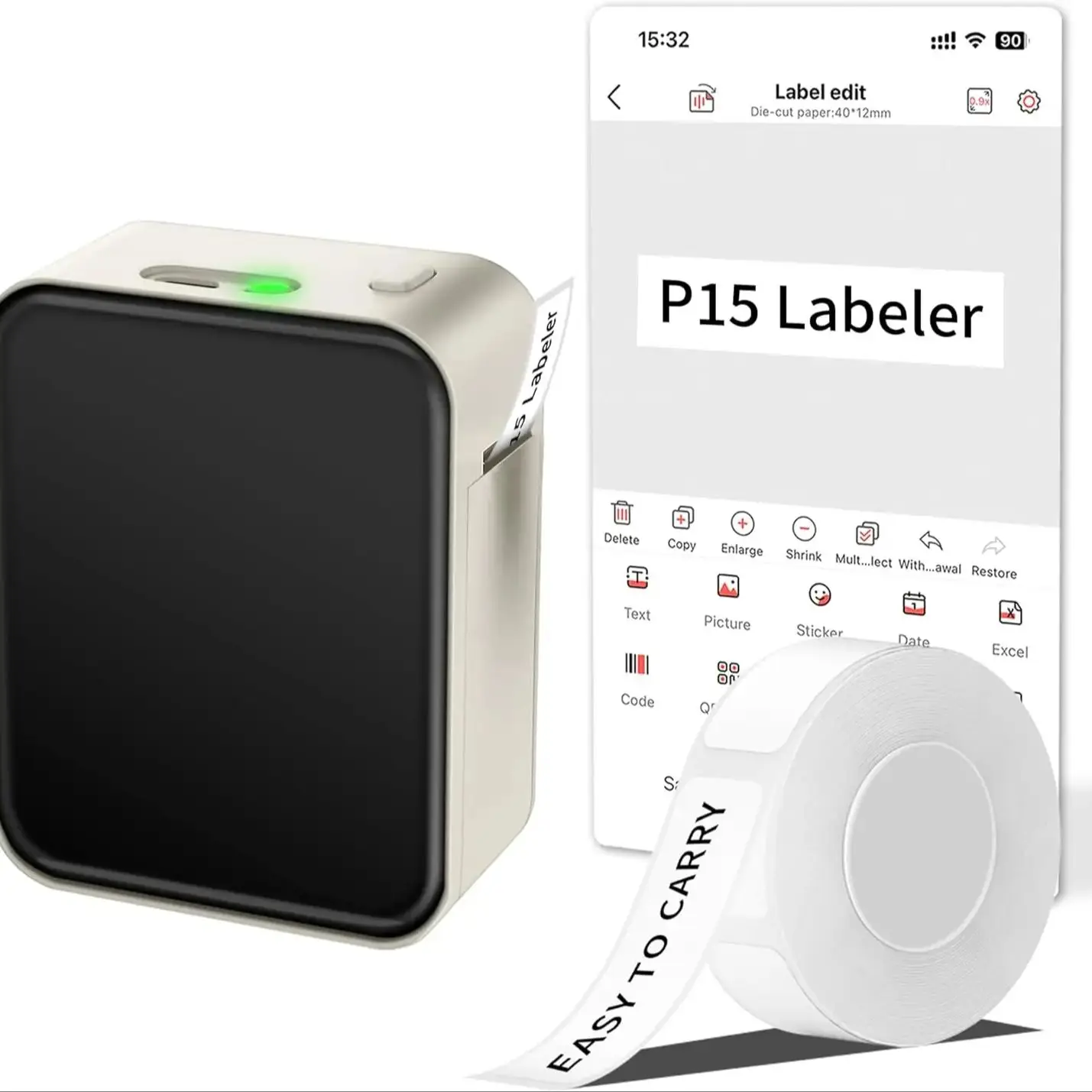 Marklife P15 Mini Thermal Printer: Inkless Self-Adhesive Label Maker 1 Marklife P15
  Mini Thermal Printer: Inkless Self-Adhesive Label Maker