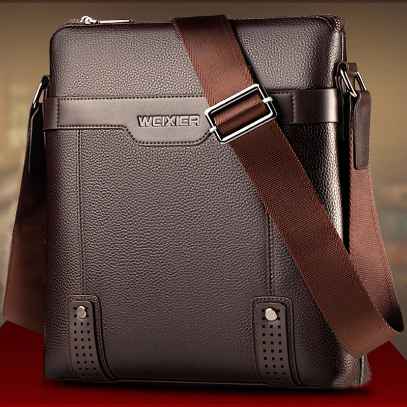 Men's PU Leather Messenger Bag: Famous
  Brand Vintage Business Crossbody